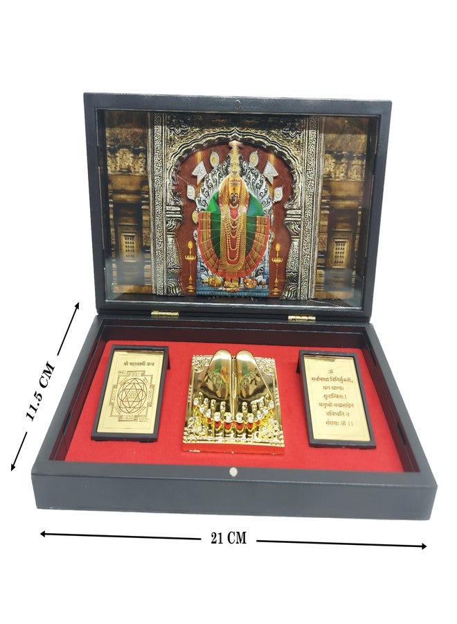 ARTSMINE صندوق ARTSMINE Shri Ambabai Mahalaxmi Pooja مع Charan Paduka - إطار Kolhapur Mahalakshmi|ديكور المنزل الروحي والمكتب وغرفة Pooja|هدية الزفاف والشركات - وحدة واحدة (21 × 11.5 سم) - Image 3
